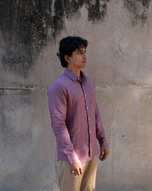 Plum Slim Fit Casual Hemp Shirt