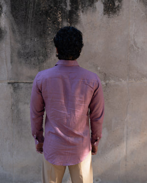 Plum Slim Fit Casual Hemp Shirt