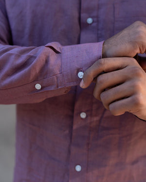 Plum Slim Fit Casual Hemp Shirt