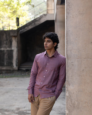 Plum Slim Fit Casual Hemp Shirt