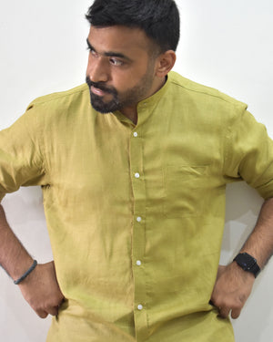 Pista Green Regular Fit Hemp Shirt