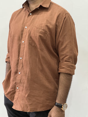 Brown Regular Fit Hemp Shirt